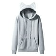 thumbnail image 1 of Men Hoodies Fall Winter Mens Cat Ear Hoodies Pullover Solid Sweatshirt Mens Sweatshirts Grey M, 1 of 6