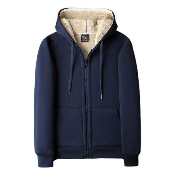 Men Hoodies,Men Oversized Hoodie Full Zip Front Jacket Thickened Warm Loose Fit Comfortable for Winter Outdoor,Crew Neck Sweatshirt for Mens,01 Blue,7XL