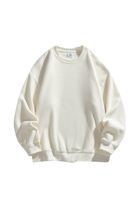 Men Hoodless Autumn And Winter Fashion Casual Casual Loose Turtleneck Solid Color Polar Sweater Top Hoodless