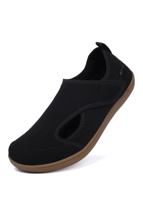 Diabetic Slippers Fleece House Shoes Men Wide Width Adjustable Walking Shoes 10,Black