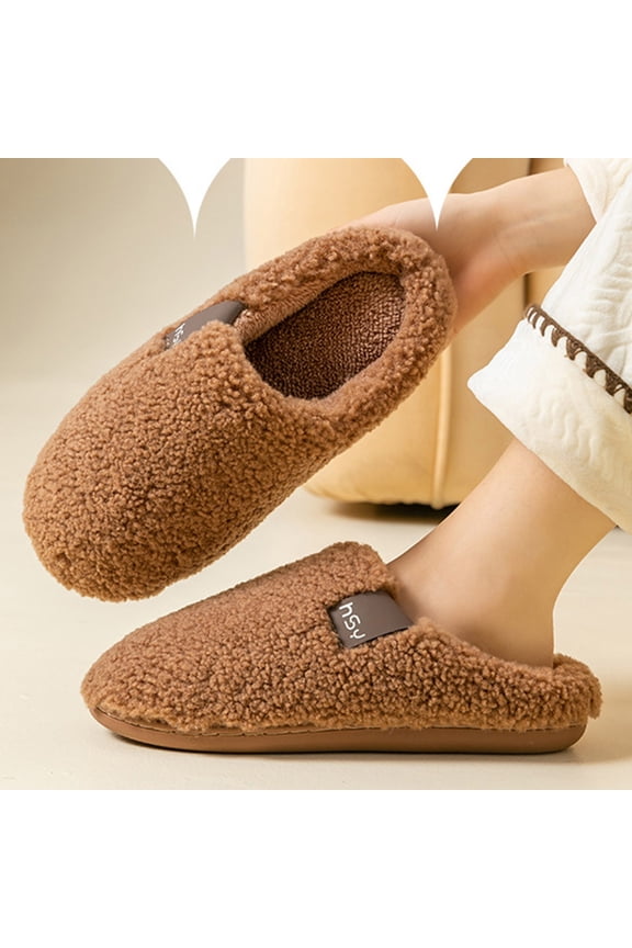 Men House Slippers Non-Slip Thick Soled Round Toe Slip-on Slides Men's Casual Versatile Fall Winter Thick Bottom Outdoor Indoor Home Warm Sandals