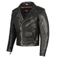 thumbnail image 1 of Men ICONIC Motorcycle Premium Natural Buffalo Leather Side Lace Biker Jacket Street Cruiser Black XXL, 1 of 8