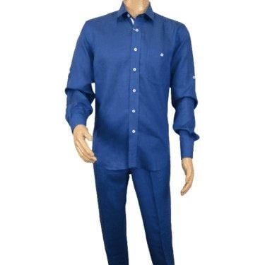Men INSERCH premium Soft Linen Breathable 2pc Walking Leisure suit LS29116 Royal