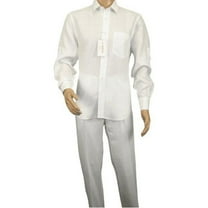 Men INSERCH premium Soft Linen Breathable 2pc Walking Leisure suit LS29116 white