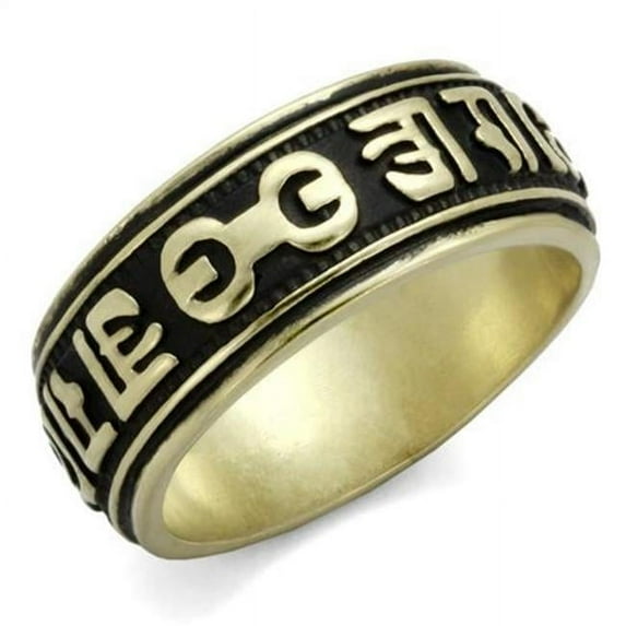 Men IP Antique Copper Stainless Steel Ring with Epoxy in Jet - Size 9