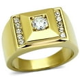 thumbnail image 1 of Men IP Gold Stainless Steel Ring with AAA Grade CZ in Clear - Size 9, 1 of 1
