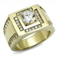 thumbnail image 1 of Men IP Gold Stainless Steel Ring with AAA Grade CZ in Clear - Size 9, 1 of 1