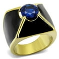 thumbnail image 1 of Men IP Gold Stainless Steel Ring with AAA Grade CZ in London Blue - Size 9, 1 of 1