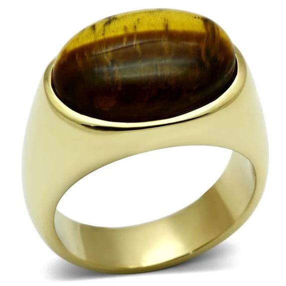 Men IP Gold Stainless Steel Ring with Synthetic in Topaz - Size 8
