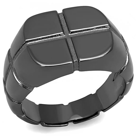 Men IP Light Black Stainless Steel Ring with No Stone in No Stone - Size 10