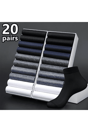 Men Ice Silk Mercerized Cotton Mid Calf Socks 20 Pairs, Ultra Thin Breathable Odor Control Dress Socks, Moisture Wicking Soft Stretch, Business Office Casual Sports Daily Wear All Seasons