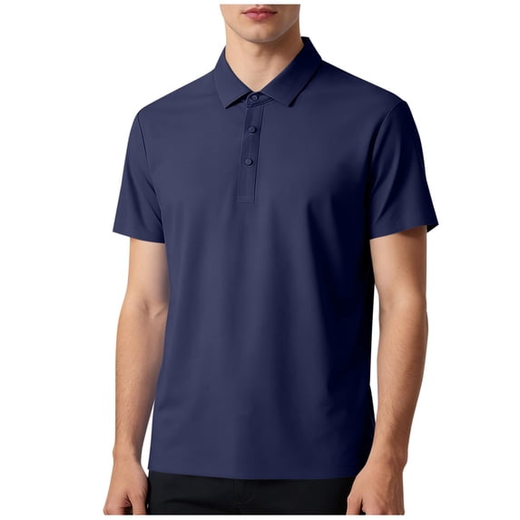Men Ice Silk Polo Shirts Solid Color Short Sleeve Classic Golf Collared Shirt Business Casual Work Tops
