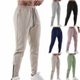 thumbnail image 1 of Men Ice Silk Thin Pants, Joggers, Sweatpants Elastic Waist Drawstring Straight Leg Breathable Quick Dry Zipper Pockets Running Workout Casual Daily Activewear | AESTIVO,Beige L, 1 of 9