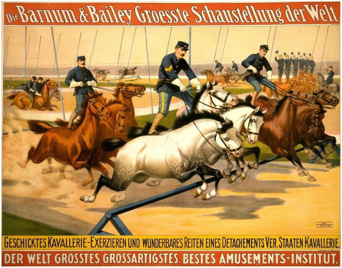 Men In Military Uniforms Standing While Bareback Circus Canvas Art - (18 x 24)