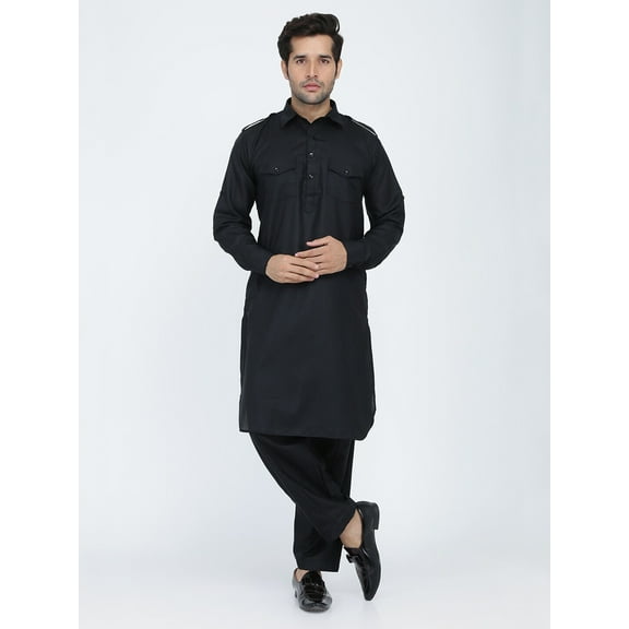 Men Indian Pakistani Bollywood Designer Cotton Linen Pathani Suit…