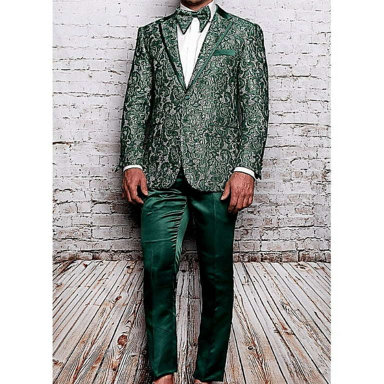 Men Insomnia Manzini Blazer Stage Performer Singer Prom MZN137 Green Lace Design