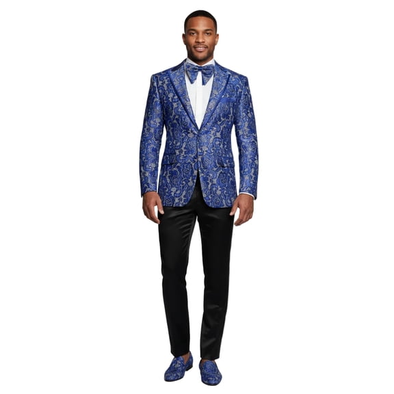 Men Insomnia Manzini Blazer Stage Performer Singer Prom MZN137 Royal Blue Lace