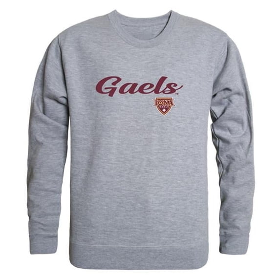 Men Iona College Gaels Script Crew Fleece, Heather Grey - Medium