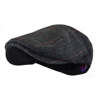 Vegan Leather Tweed Newsboy Hat Cap WITHMOONS Tweed Newsboy Hat faux leather brim Flat Cap  main image 4