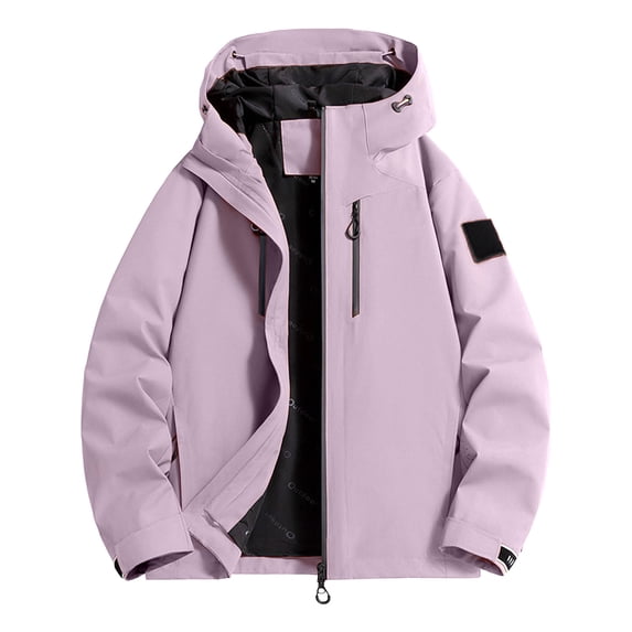 Men Jacket Casual Fashion Solid Color Long-Sleeved Hooded Zipper Pocket Stormtrooper Jacket Warm Winter Snow Coat Windbreaker Hooded Raincoat Jacket
