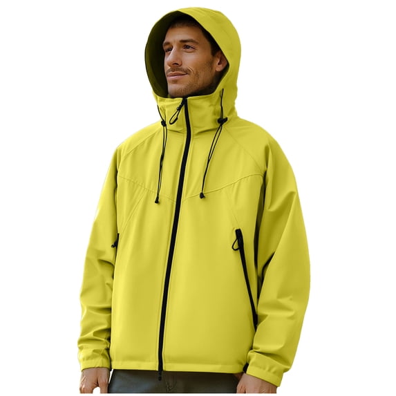 Men Jacket Casual Fashion Solid Color Long-Sleeved Hooded Zipper Pocket Stormtrooper Jacket Winter Jackets for Men