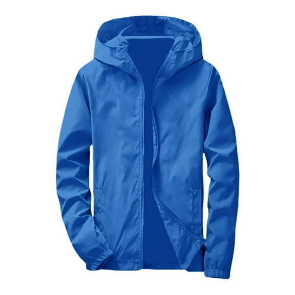 Men Jacket Casual Hoodie Lightweight Zip Up Outdoor Sport Jacket Long Sleeve Solid Color Top Regular Fit Men Jacket Casual Fashion