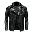 thumbnail image 1 of Men Jacket Casual Mens Lapel Multi Leather Motorcycle Leather Jacket Coat Simple Zipper Slim Casual Male Clothing, 1 of 6