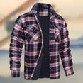thumbnail image 1 of Men Jacket Coat Open Front Zipper Overcoat Casual Fashion Warm Fleece Plaid Lapel Quick-Drying Coat Jackets Wine Jacket Coat Men Size 5X-Large, 1 of 6