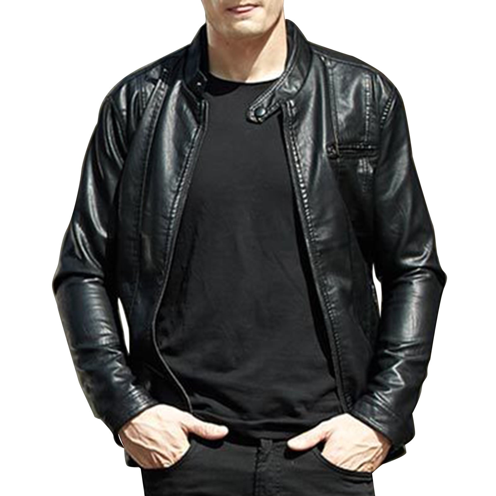 New Men Punk Style PU Leather Jacket Motorcycle Slim Solid Color Black  Zipper Plus Size 4XL 5XL Men Autumn Winter Clothing