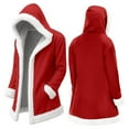 thumbnail image 1 of Men Jacket Light Weight Men Christmas Long Cardigan Hooded Jackets Fleece Lined Santa Xmas Coat Open Front Hoodies Jacket with Pockets Red L, 1 of 8