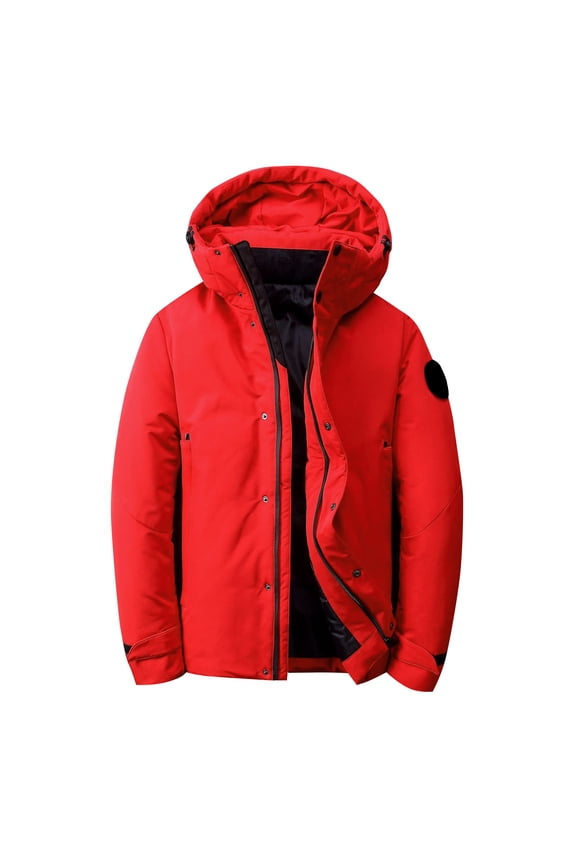 Men Jacket Men Winter Casual Solid Hooded Zipper Pockets Long Sleeve Cardigan Eiderdown Coat Jacket Men's Lightweight Jackets Light Jacket Mens Coat Mens Fall Jackets Winter Jackets