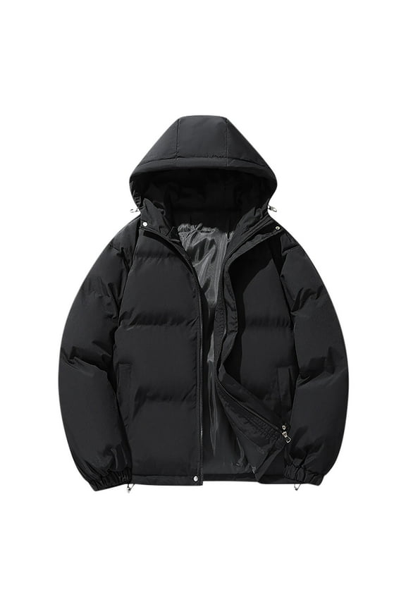 Men Jacket Men's Casual Hooded Solid Color Winter Warm Jacket Long Sleeve Parkas Jacket Men's Lightweight Jackets Light Jacket Mens Coat Mens Fall Jackets Winter Jackets