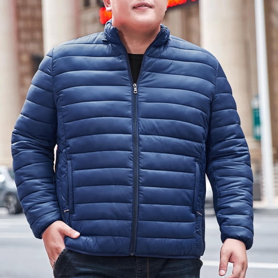 Men Jacket Men's Winter HoodLess Down Jacket Zipper Cardigan Pocket Long Sleeve Padded Jacket Coat Jacket Men's Lightweight Jackets Light Jacket Mens Coat Mens Fall Jackets Winter Jackets
