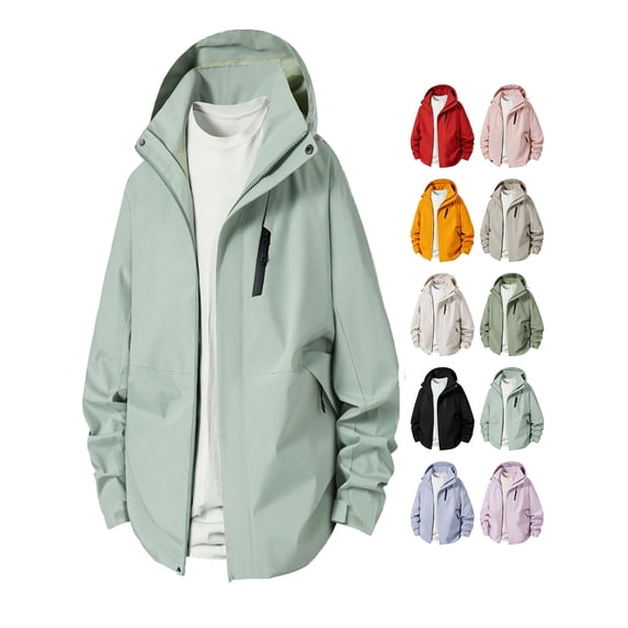 Men Jacket Windproof Fashion Plus Size Casual Half Zip Collar Hooded Outdoor Sports Trendy Coat Windbreaker for Fall Winter Daily Travel Hiking Wear