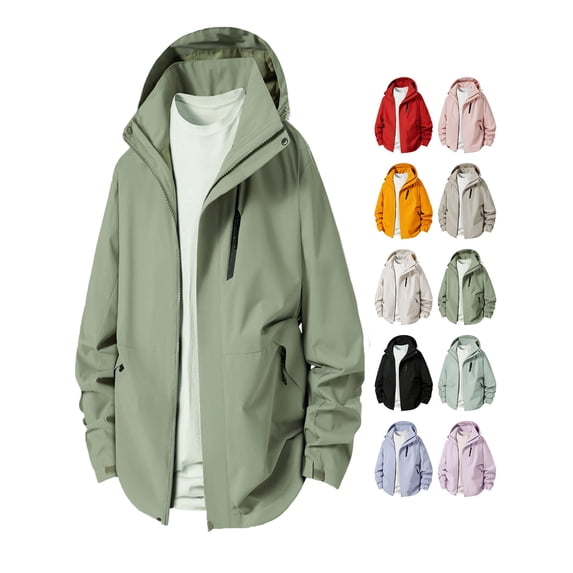 Men Jacket Windproof Fashion Plus Size Casual Half Zip Collar Hooded Outdoor Sports Trendy Coat Windbreaker for Fall Winter Daily Travel Hiking Wear
