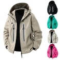 thumbnail image 1 of Men Jacket Windproof Water Plus Size Coat Casual Loose Fit Hooded for Fall Winter Hiking Camping Mountaineering Outdoor Wear, 1 of 8