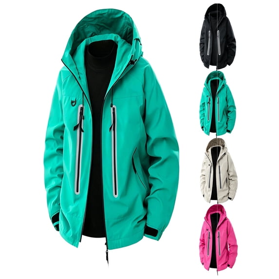 Men Jacket Windproof Water Plus Size Coat Casual Loose Fit Hooded for Fall Winter Hiking Camping Mountaineering Outdoor Wear