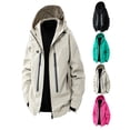 thumbnail image 1 of Men Jacket Windproof Water Plus Size Coat Casual Loose Fit Hooded for Fall Winter Hiking Camping Mountaineering Outdoor Wear, 1 of 8