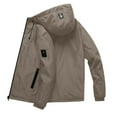 thumbnail image 1 of Men Jacket With Hood Outdoor Zip Up Jacket Long Sleeve Coat Relaxed Fit Soft Mens Jackets Brown M, 1 of 5