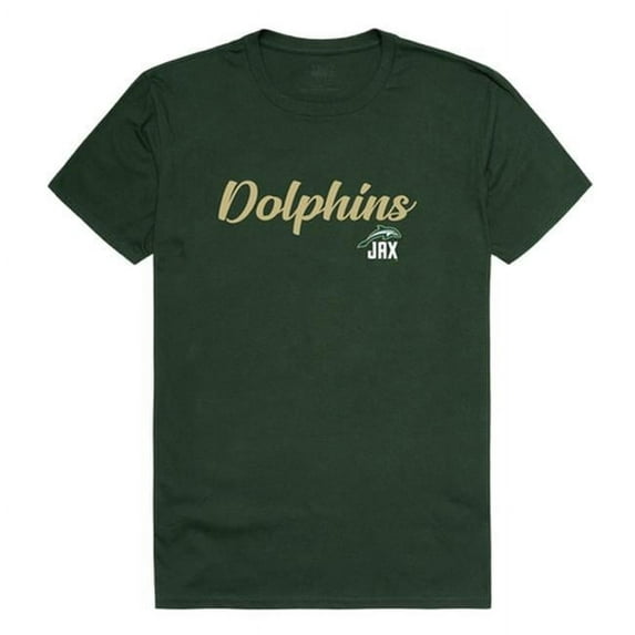 Men Jacksonville University Dolphins Script T-Shirt, Forest Green - Medium