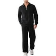 thumbnail image 1 of Men Jacquard Sweatsuits Sets Casual Activewear Track Suits 2 Piece Set Quarter Zip Pullover and Sweatpants Jogging Suits, 1 of 9