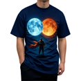 thumbnail image 1 of Men Japanese Samurai Dragon Graphic Crew Neck T-Shirt, Loose Fit Short Sleeve Cool Oriental Print Basic Tee Summer Street Casual Daily Tops(Light Blue,XL), 1 of 5