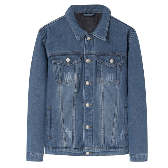 Men Jeans Jacket Solid Color Lapel Button Down Casual Plus With Pocket Denim Jacket Outerwear