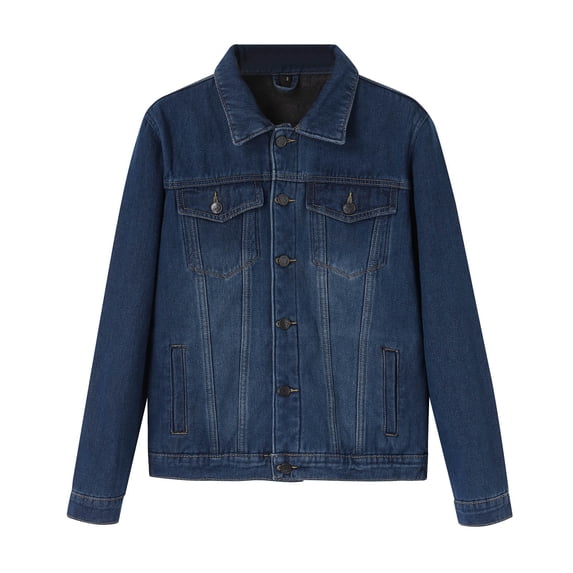 Men Jeans Jacket Solid Color Lapel Button Down Casual Plus With Pocket Denim Jacket Outerwear