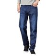 thumbnail image 1 of Men Jeans Male Fleece Warm Lined Winter Straight Leg Denim Thermal Snow Trousers Mens Pants Blue 33, 1 of 7