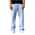 thumbnail image 1 of Men Jeans Plus Size Vintage Outdoor Straight Leg Fashion Solid Color Casual Jeans Long Pants with Pockets, 1 of 9