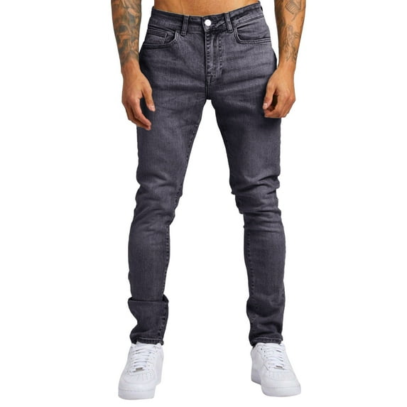 Men Jeans Slim Fit Stretch Skinny Sport Denim Jeans Comfort Flex Waist Solid Color Street Style Trendy Men's Pants