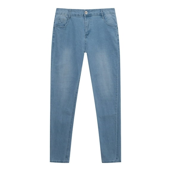 Men Jeans Slim Fit Stretch Small Feet Skinny Denim Jeans Solid Color Trendy Casual Pants for Men