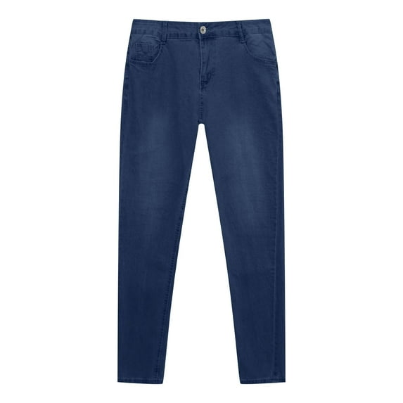 Men Jeans Slim Fit Stretch Small Feet Skinny Denim Jeans Solid Color Trendy Casual Pants for Men