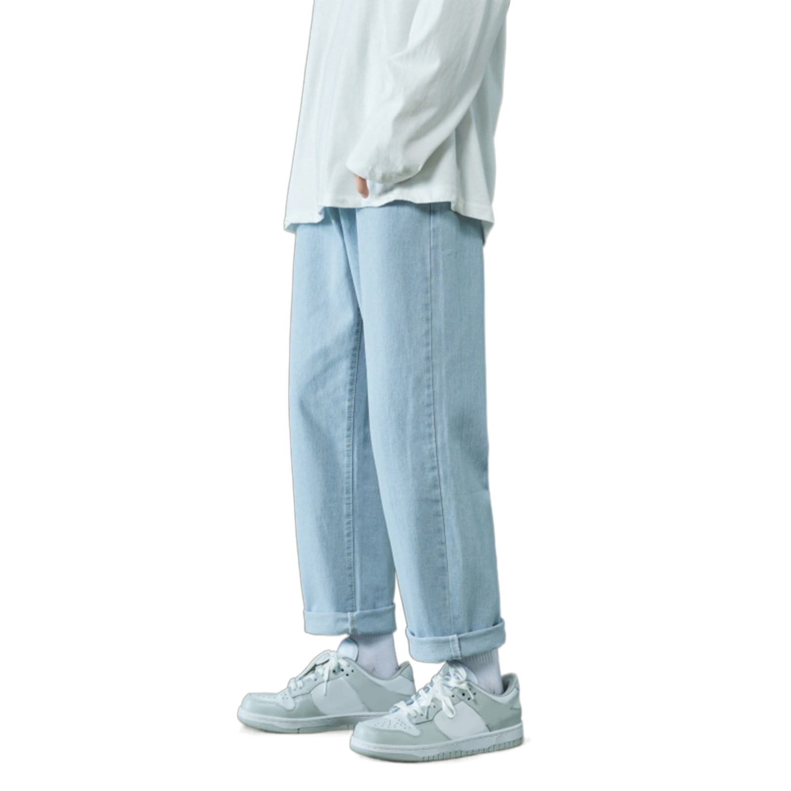 最も完璧な Solid Fly Zipper Jeans Men Color Spring Streetwear Straight Clothing